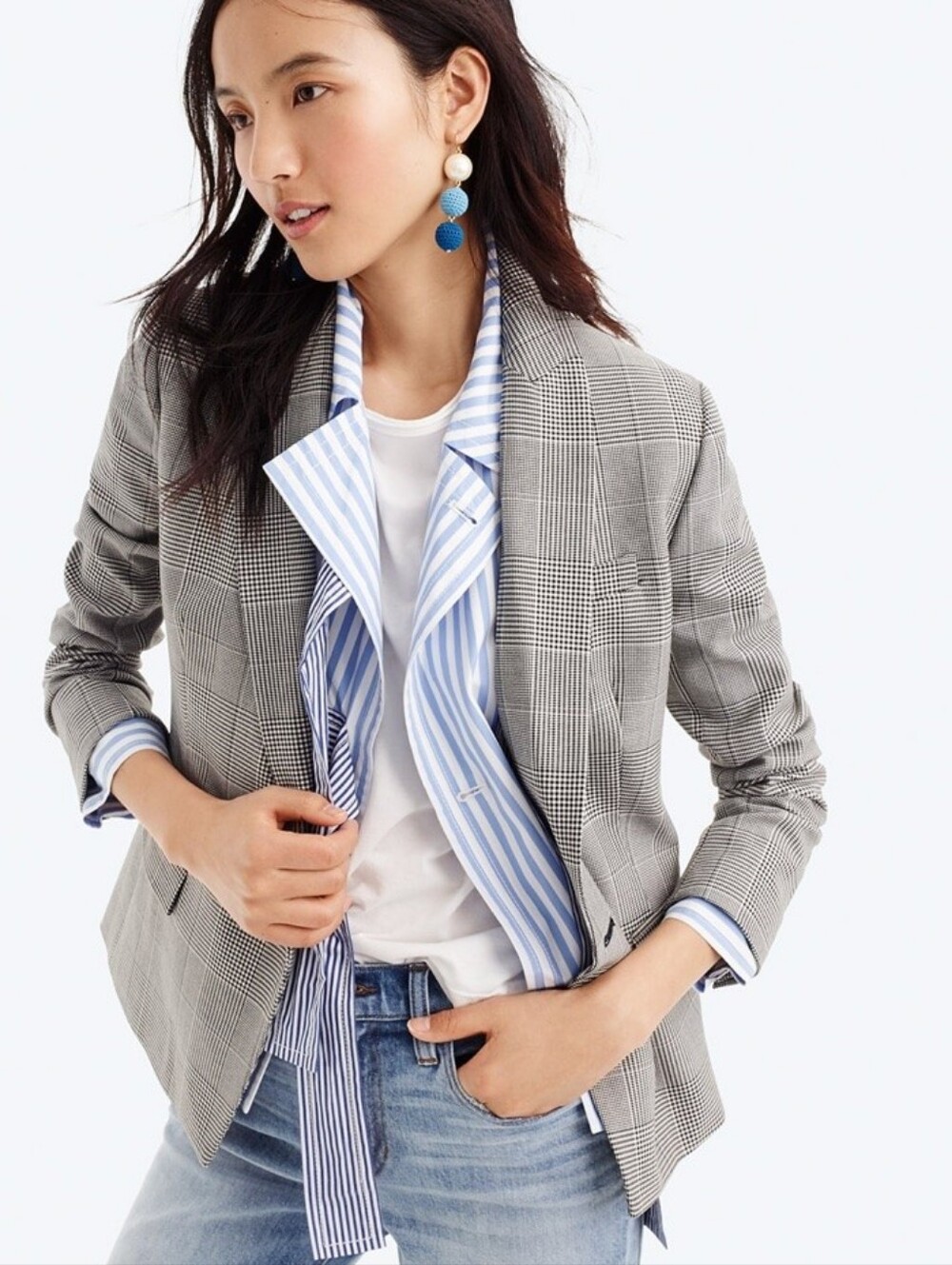 NEW J. Crew Dover Blazer in Glen Plaid Houndstooth Size 6 Double Breasted